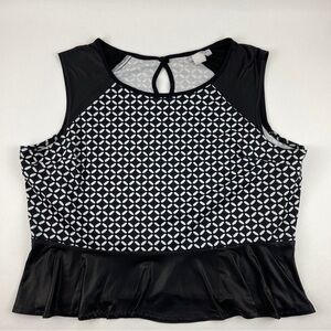 Jamie Nicole Tank Top Womens 3X Black White Ruffles Sleeveless